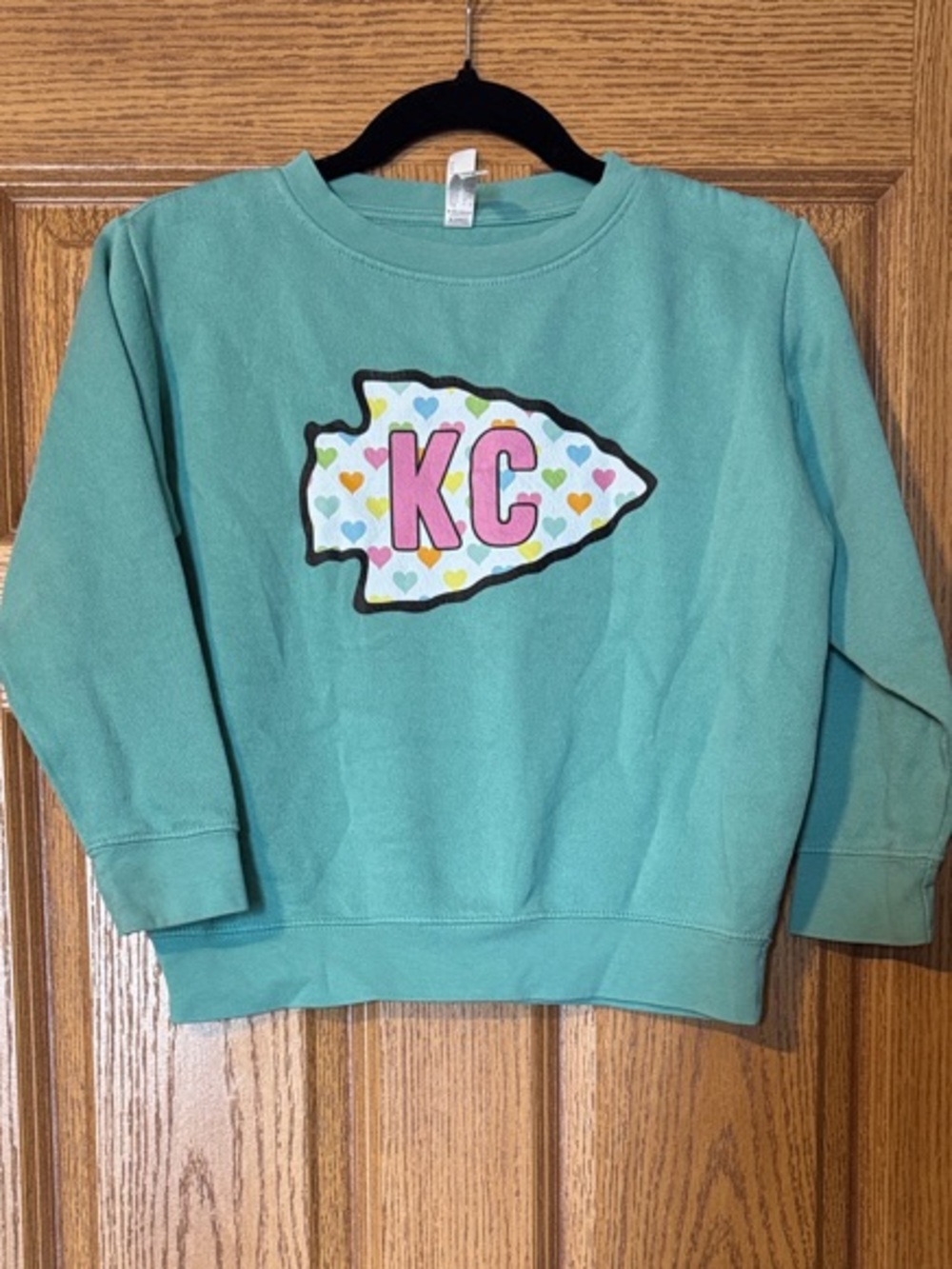 KC Heart Patch Crewneck Sweatshirt - Mint Green - Kids